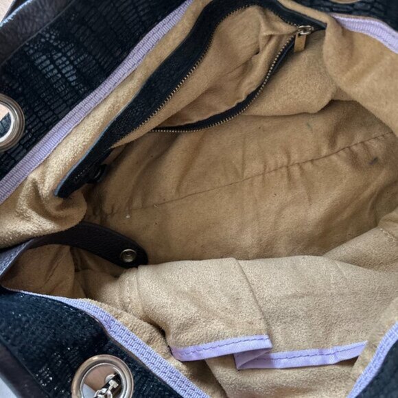 JIMMY CHOO Shoulder Bag snake print black Leather bag medium double straps - Picture 8 of 15